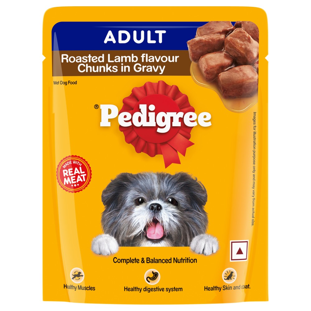 Pedigree Adult Wet Dog Food - Roasted Lamb Flavour chunks in Gravy (Pack of 30)