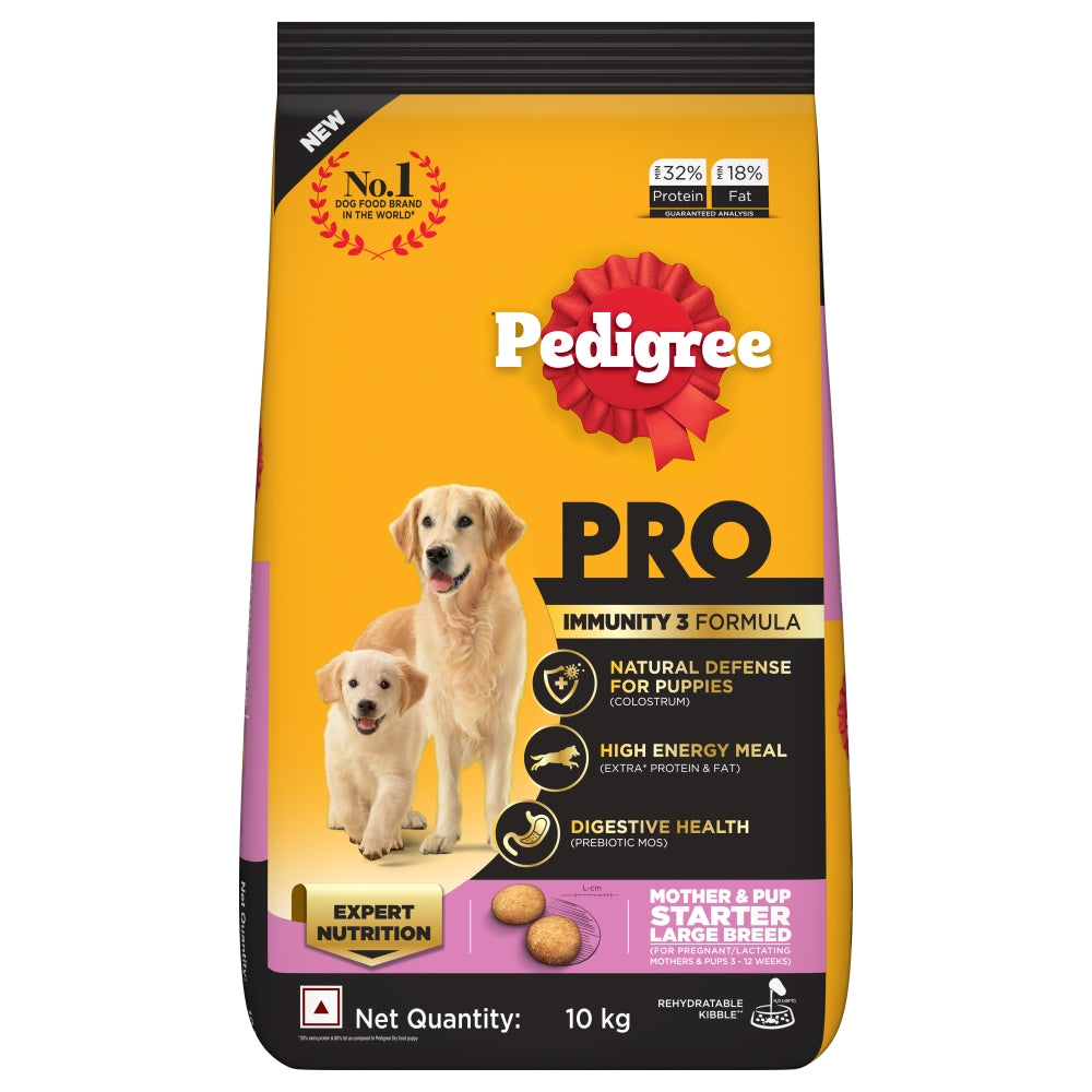 Pedigree PRO Mother & Pup Starter Large Breed Dry Dog Food - Expert Nutrition Immunity 3 Formula for Pregnant/Lactating Mothers & Pups (3-12 Weeks)
