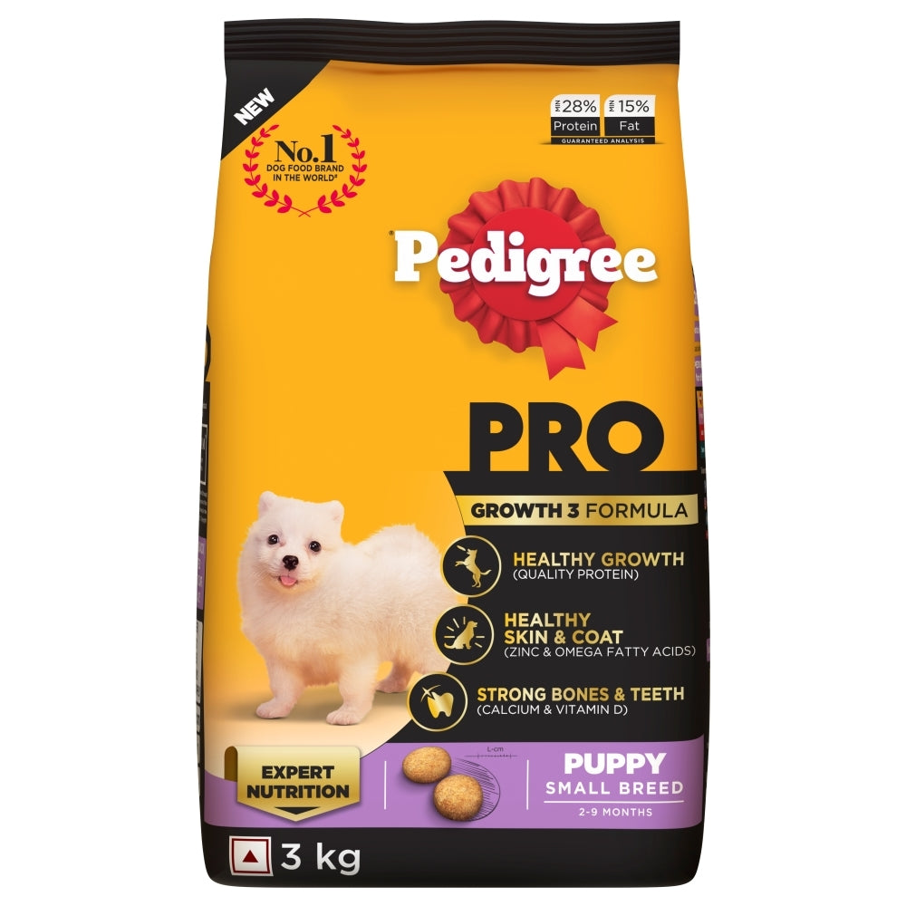 Pedigree PRO Puppy Dry Dog Food - Expert Nutrition Growth 3 Formula for Small Breed Dog (2-9 Months)