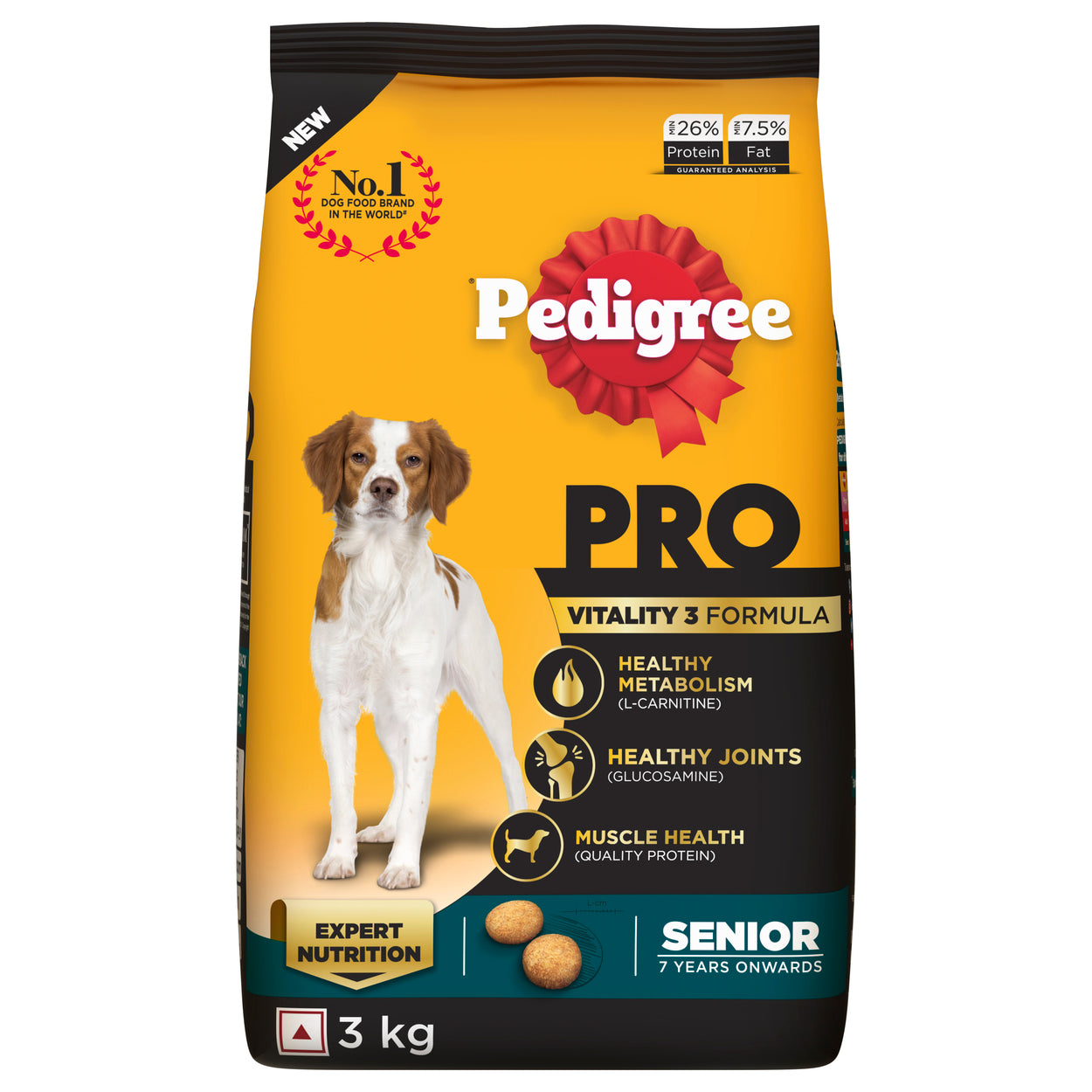 Pedigree PRO Senior Dry Dog Food - Expert Nutrition 3 Formula for Adult Dog (Older than 7 Years)