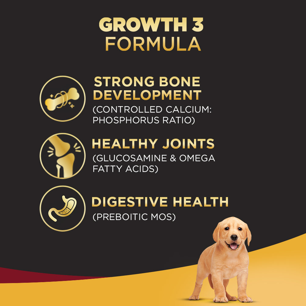 Pedigree PRO Puppy Dry Dog Food - Expert Nutrition Growth 3 Formula for Large Breed Dog (3-18 Months)