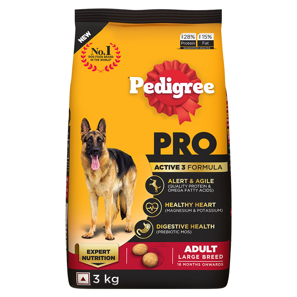 Pedigree PRO Expert Nutrition Adult Active 3 Formula Large Breed Dogs (18 Months Onwards) Dry Dog Food Food