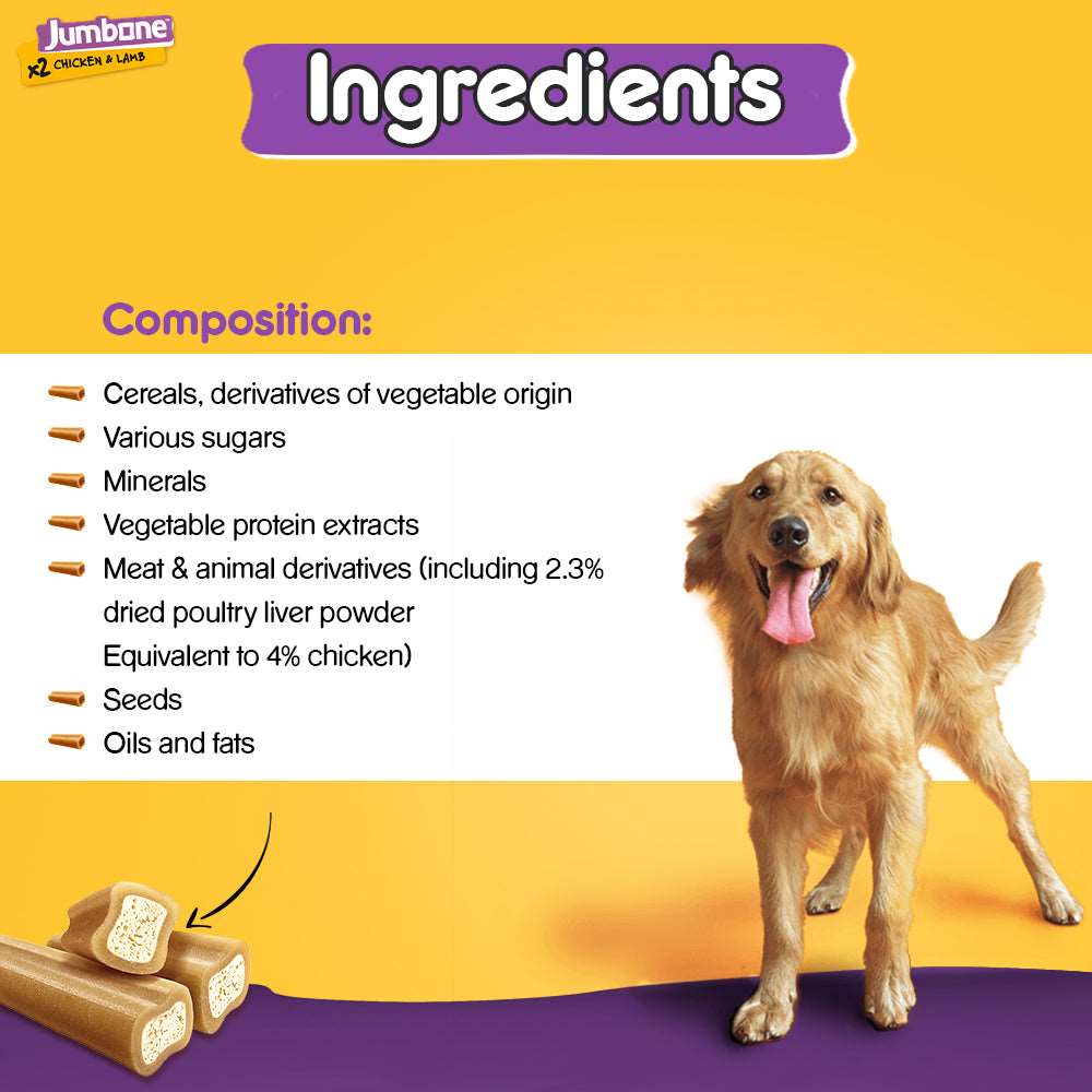 PEDIGREE® JUMBONE™ Dog Treat - Chicken & Lamb Flavour