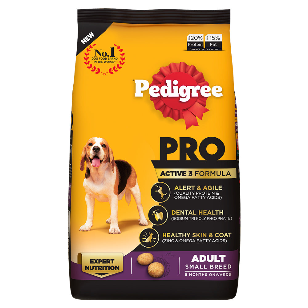Pedigree PRO Adult Dry Dog Food - Expert Nutrition Active 3 Formula for Small Breed Dog (Older than 9 Months)
